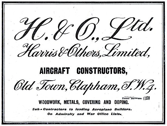 Harris & Others Ltd. Battersea. Aeronautical Engineers           