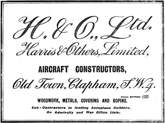 Harris & Others Ltd. Battersea. Aeronautical Engineers           