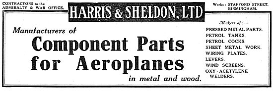 Harris & Sheldon. Birmingham - Wood & Metal parts For Aeroplanes 