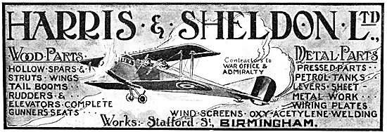 Harris & Sheldon. 1917 - Wood & Metal parts For Aeroplanes       