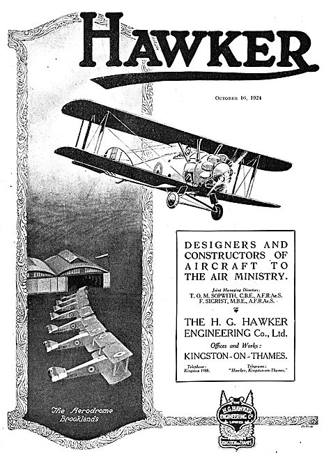 Hawker Designers And Constructors Of Aircraft                    