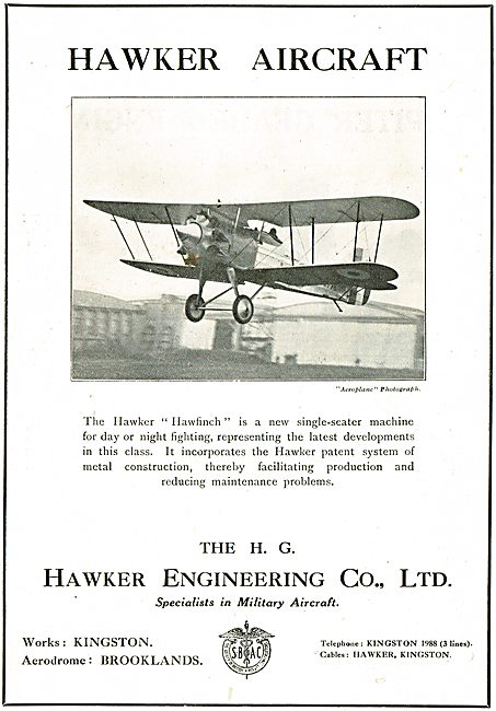 Hawker Hawfinch Single Seater Day or Night Fighter Aircraft      