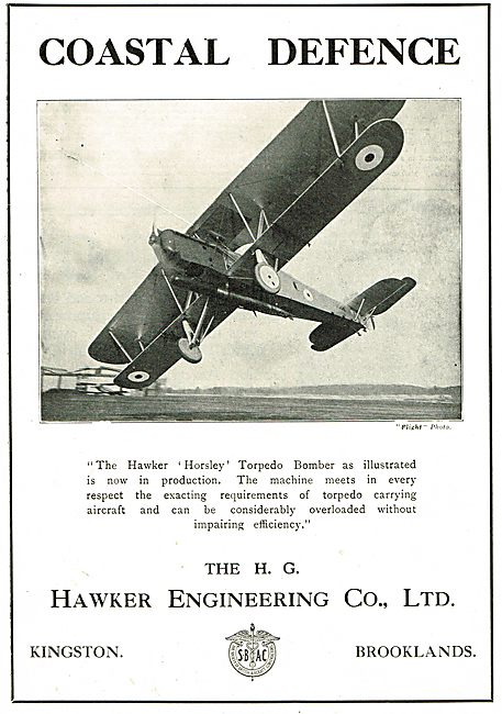 Hawker Horsley Torpedo Bomber Coastal Defence Aircraft           