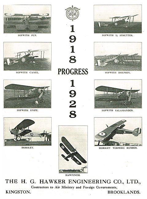 H.G Hawker Engineering Progress 1918-1928                        