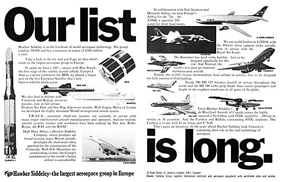 Hawker Siddeley Aerospace Activities 1969                        