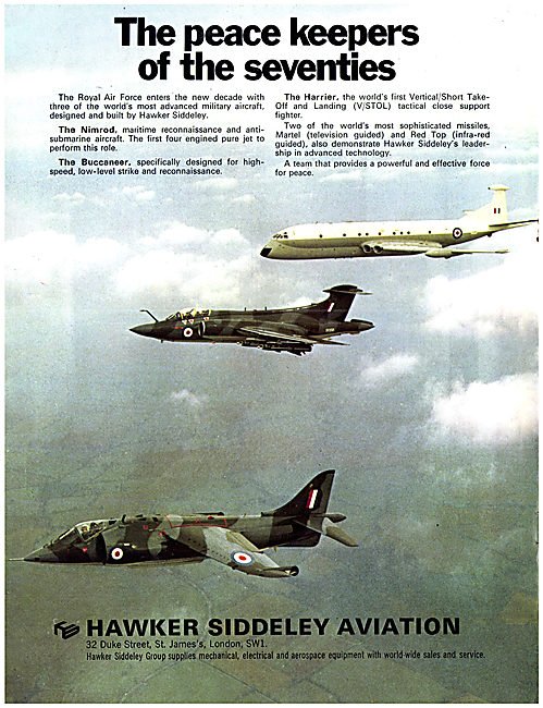 Hawker Siddeley Military Aircraft Range 1971                     