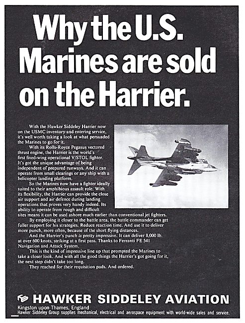 Hawker Siddeley: Why The US Marines Are Sold On The Harrier.     