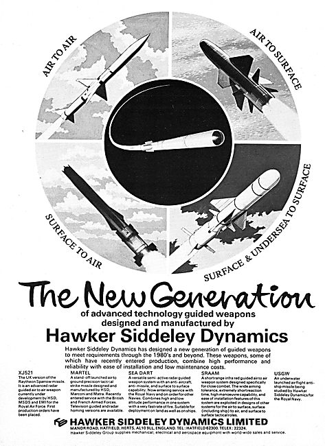 Hawker Siddeley Dynamics Guided Weapons 1975                     