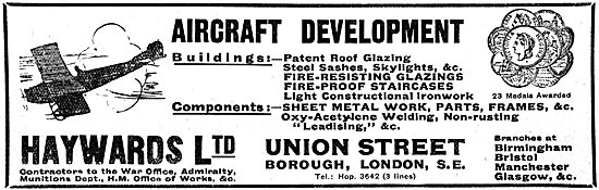 Haywards Ltd - Builders & Engineers WW1 Advert                   