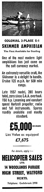 Helicopter Sales Helicop-Air Skimmer Colonial Amphibian          