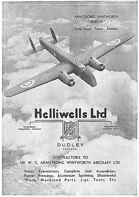 Helliwells. Dudley. Aviation Fabrications, Assemblies, Pressingg 