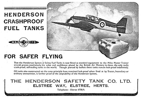 Henderson Safety Tank Co: Crashproof Tanks For Aircraft          