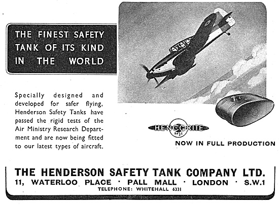 Henderson Safety Tank Co: Crashproof Tanks For Aircraft          