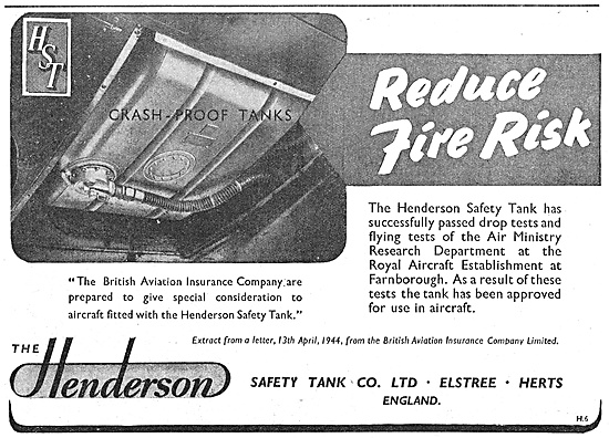 Henderson Safety Tank Co: Crashproof Tanks For Aircraft          