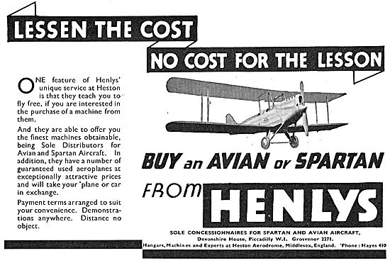 Buy Your  Avro Avian Or Spartan From Henlys - Learn To Fly Free  