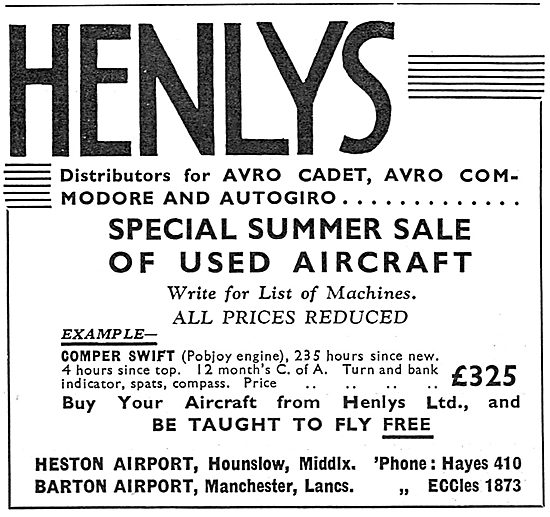Henlys - Heston & Barton. Aircraft Sales                         