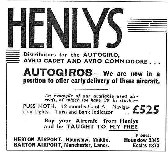 Visit Henlys To Purchase Your Cierva Autogiro                    
