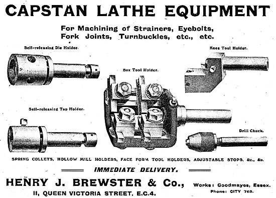 Henry Brewster Capstan Lathes Eqpt For Aeroplane Construction    