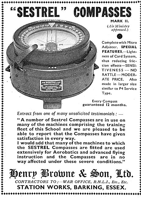 Henry Browne Sestrel Aircraft Compass                            