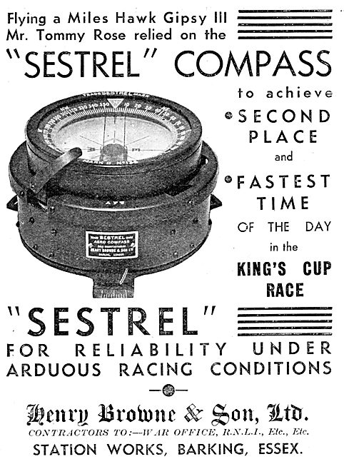 Henry Browne Sestrel Aircraft Compass                            