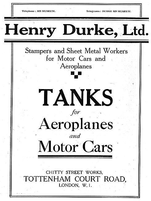 Henry Durke Ltd. Stampings & Sheet Metal Work For Aircraft       