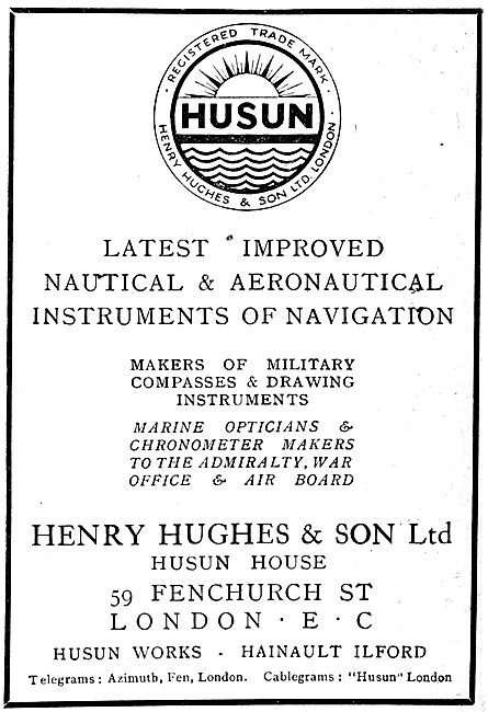 Henry Hughes HUSUN Aircraft Compass 1919                         