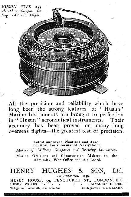 Henry Hughes Husun Type 253 Aeroplane Compass                    