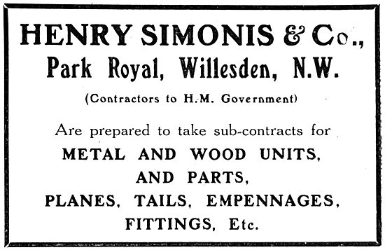 Henry Simonis & Co - Park Royal Willesden. Aeronautical Engineers