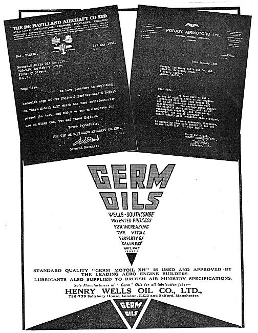 Henry Wells Oil Co - Germ Aviation Oils                          