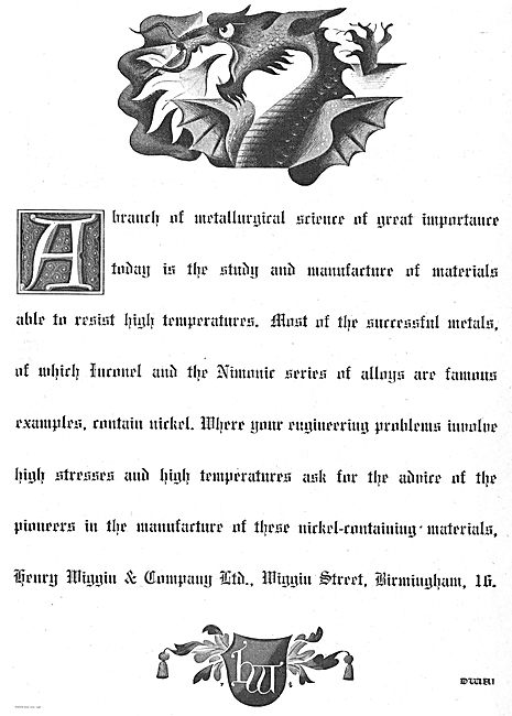 Henry Wiggin Nimonic Alloys For Aircraft Construction            