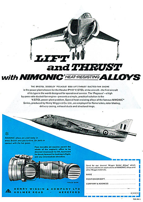 Henry Wiggin Nimonic Alloys For The BS Pegasus Aero Engine       