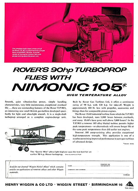 Rovers Turboprop - Henry Wiggin Nimonic 105                      