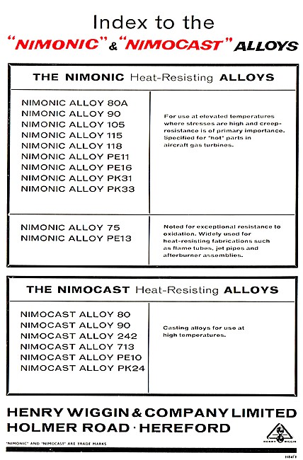 Henry Wiggin Nimonic Alloys Specifications                       