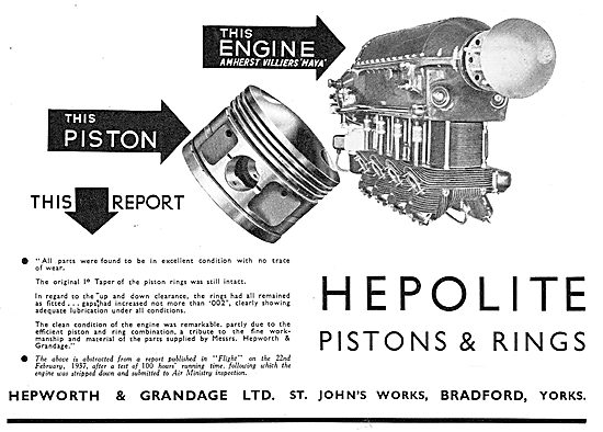 Hepolite Pistons, Piston Rings & Gudgeon Pins For Aero Engines   