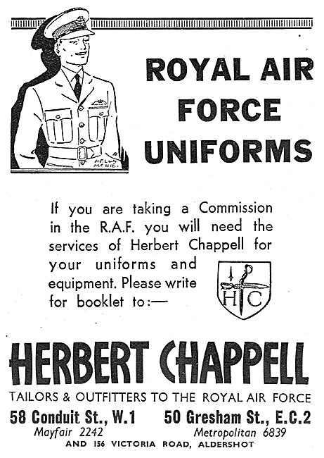 Herbert Chappell RAF Uniforms                                    
