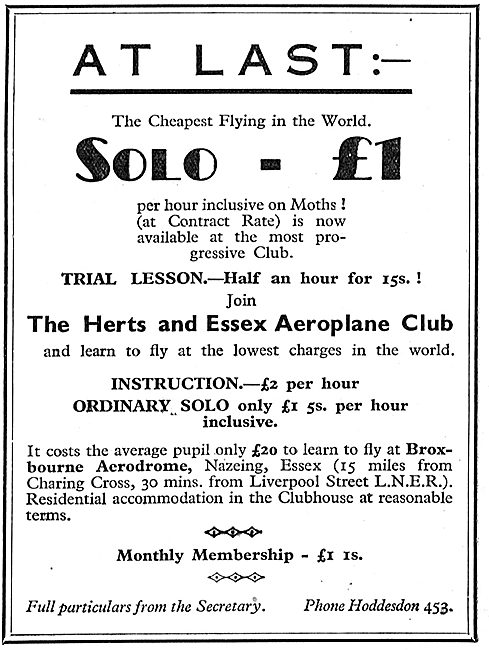 Herts & Essex Aero Club 1933                                     