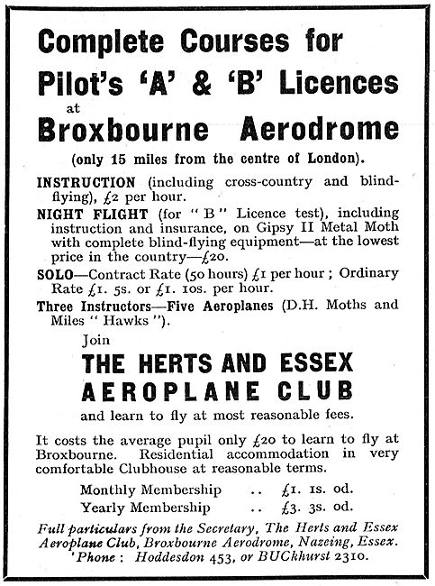 Herts & Essex Aero Club Broxbourne - A & B Licence Training      