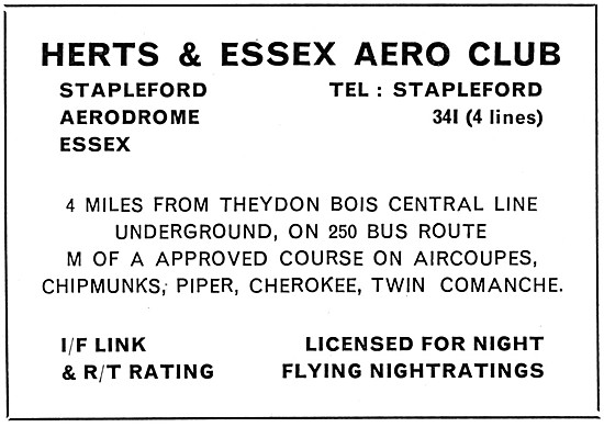 Herts & Essex Aero Club. Stapleford Aerodrome Essex. 1966        