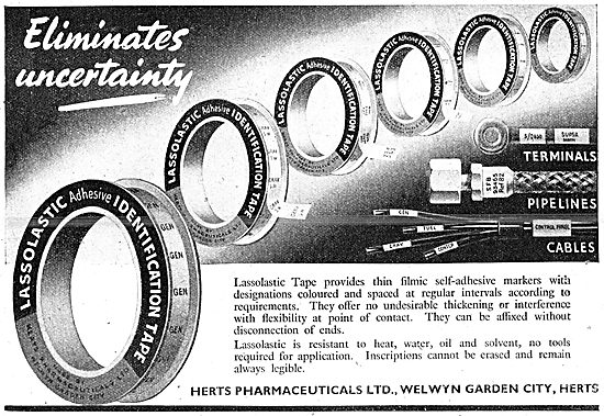 Herts Pharmaceuticals Lassolastic Cable Identification Tape      