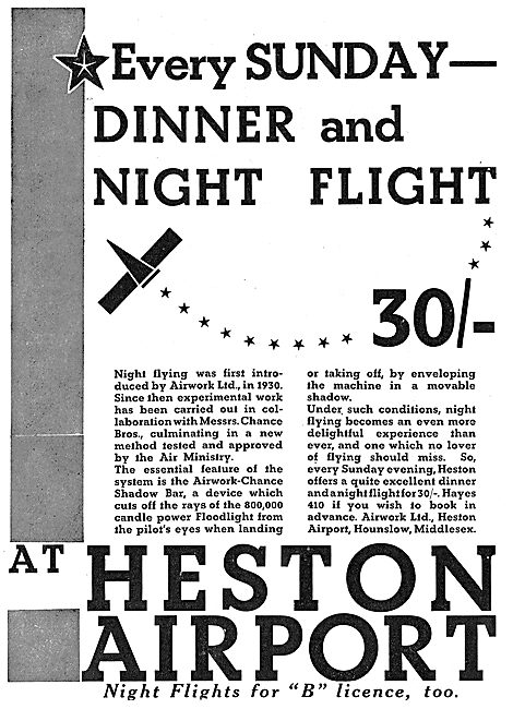 Sunday Dinner & Night Flight At Heston Airport                   