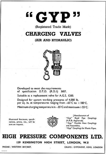 GYP Air & Hydraulic Charging Valves DTD (RDI) 3607 - AGS 1200    