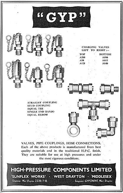 High Pressure Components GYP Charging Valves & Pipe Couplings    