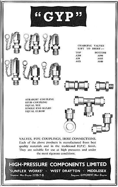 High Pressure Components. GYP Charging Valves & Couplings        