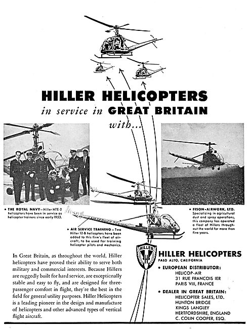 Hiller Helicopters UK Operators 1955                             