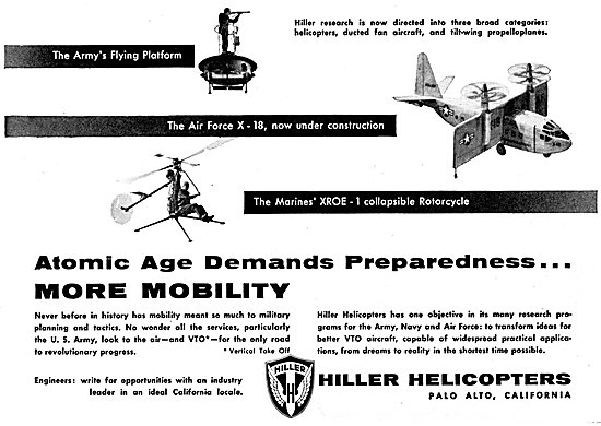 Hiller X-18 - Hiller XROE-1 - Hiller Flying Platform             