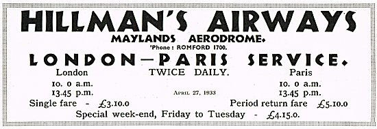 Hillmans Airways Maylands Aerodrome                              