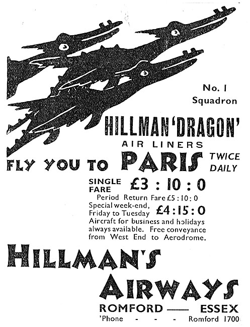 Hillmans Airways - Hillman Dragon Air Liners                     