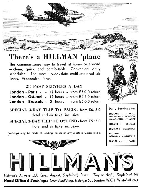 Hillmans Airways - 1935 Continental Services                     