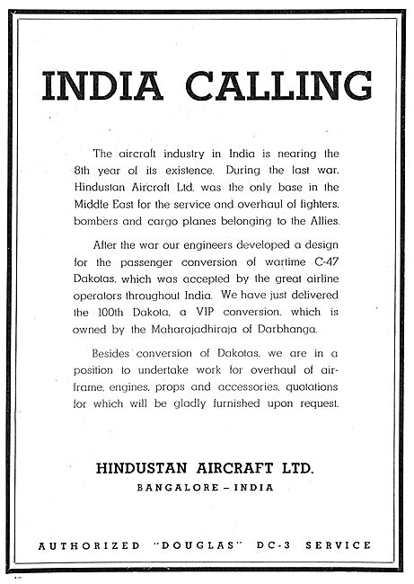 Hindustan Aircraft - Dakota Conversions                          