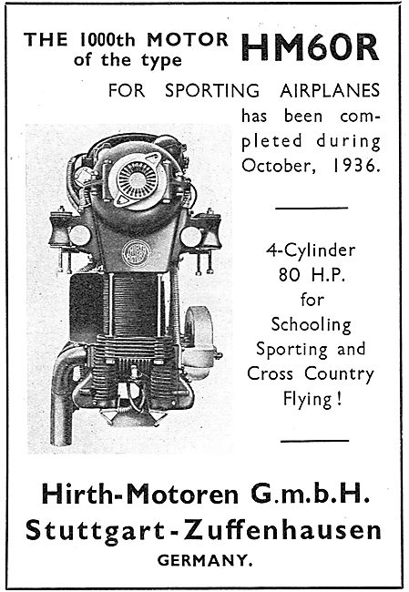 Hirth HM60R 4 Cylinder 80hp Aero Engine                          